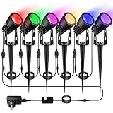 Luz Exterior B-right Lámparas Jardín 6Pcs Impermeable IP65 Focos Exterior RGB Modos Múltiples, Iluminación Jardín 20M con Enchufe Luces Proyector de Patio Decoración Colores en Clase Energética A+++