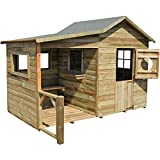 Hacienda - Caseta de madera tratada para niños con predio y banco