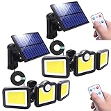 Luz Solar Exterior con Sensor de Movimiento Focos 171 LED Luces Lampara de Aplique con Mando a Distancia, IP65 Impermeable 3 Modos, Iluminación para Jardin Terraza Pergolas Patio Garaje (2 unidades)