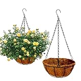 Maceteros Colgantes Pack de 2 Macetas Cestas Colgantes con Revestimiento de Coco y Cadenas de Metal para Exterior y Interior (CO1)