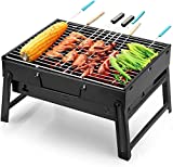Uten Parrilla portátil de carbón Vegetal para ahumar, para cocinar al Aire Libre, Camping, Senderismo, picnics, mochileros, Negro, S