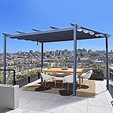 ZYFWBDZ Gazebo de Aluminio para pérgola al Aire Libre de 10 'x 13' con toldo retráctil, cobertizo de estacionamiento de Gazebo de UVA para Refugio de jardín de pérgola de Patio
