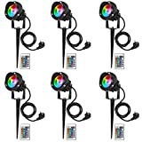 LEDMO 6 Piezas RGB Foco Proyector Exterior,Lámpara de Césped RGB con Espica Impermeable IP65 Focos de Jardín con Pincho Para Jardín Aire Libre Césped Patio Decoración