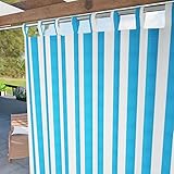 Byour3 - Toldos Exterior con Ojales De Tela Colgantes Hidrófugo Anti-Moho - Tela De Sombra con Anillos En Tejido por Jardín Pérgola Patio Cortina De Oscurecimiento UV (Rayas Turquesa, A.320 x 285 L.)