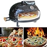 ZZAMG Horno de Pizza de leña, Horno de Pizza de cerámica portátil de 21 Pulgadas, Parrilla de Barbacoa Tipo Chimenea al Aire Libre para jardín, Patio, Cocina de Camping