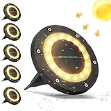 vanpein Conjunto de 6 Luz Solar Jardin, 16 Leds Lawn Lámparas Luces de Tierra Solares Exterior Suelo Jardin IP65 Impermeable ​Iluminación para Patios Paisaje Driveway Caminos