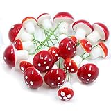 Setas de Jardín, 20 Unidades (10x 2,5cm, 10x 1,7 cm), Mini Setas de para Decoración de Jardín, Macetas, Estatua de maceteros, Decoración de jardín, de Mesa.