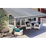 Festnight Toldos Exterior Enrollables,Toldo Completo,Toldo Manual Plegable de Operación Manual de Aluminio para Exterior Balcón Jardín Terraza,300 cm Azul y Blanco