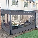 AMDHZ Cortinas Transparentes, Lona de Pérgola PVC de 0,5mm Impermeable con Ojales para Cerrar Pérgola Exterior, Terraza (Color : Clear Gray, Size : 3x2.5m)