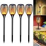 Teliser Lámpara Solar de Antorchas, Lámparas Solares de Exterior, Luz Solar de Llama 33LED Luces Solares de Jardín con Efecto de Llama, IP65 Impermeable, Lámparas Solares de Jardín de Antorchas 4pcs