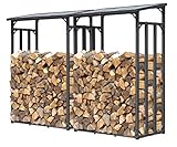 QUICK STAR 2 piezas Estante metálica para leña antracita 130 x 70 x 185 cm Jardín Prinidor Refugio de 3,2 m³ de Madera Almacenamiento apilables Ayuda Exterior