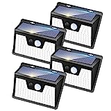 Peasur Luz Solar Exterior【4 Paquete/140 LED/3 Modos】Focos Led Exterior Solares con Sensor de Movimiento,IP65 Impermeable Luces Solares Led Exterior Jardin, Farolas potente para Exteriores,Patio,Garaje