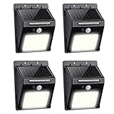 Lavcus 30 LED Luz Solar Exterior Lámparas con Sensor de Movimiento Iluminacion Focos LED Exterior para Jardín Muros Exteriore Patios Terrazas, 4 Piezas [Clase de eficiencia energética A+++]