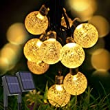 Guirnaldas Luces Exterior Solar [2 Pack], Kolpop 3M 30LED Cadena de Bola Cristal Luz, Guirnalda Solar LED Bola de Cristal Luces Decoracion para Navidad Terraza Hogar Jardín Arboles Patio Bodas