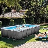 Intex 732 x 366 x 132 cm Ultra Frame Swimming Pool 26364 Juego completo con accesorios adicionales como: vidrio de filtro, colchón de aire