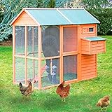 Gallinero Gran Capacidad Helsinki - Gallinero Exterior para 7-9 Gallinas - Refugio y Voladero - Bandeja extraíble - 190 x 183 x 131 cm