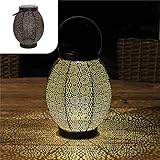 Gadgy Farolillo Solar De Exterior Flor | Farola De Mesa O Colgante | Luz LED | Decoracion De Jardin | Metal Negro Y Dorado | Ip65-impermeable