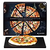 Navaris Piedra para Pizza refractaria - Base Rectangular para Horno Barbacoa leГ±a - Placa de cordierita para Hornear Pan de 38 x 30 x 1.5 CM - Negro