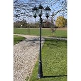 Tidyard Farola de jardín Iluminación para jardín 2 Brazos 230 cm Verde Oscuro/Negro Aluminio