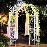 SCENDOR GARDEN Pérgola metálica de jardín, Soporte para Plantas trepadoras, Arco de Rosas, Resistente, 271x207x207 CM Blanco