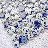 XuTaiMoTi 11 azulejos de porcelana azul y blanco con guijarros de mosaico para cocina, azulejos de pared para baГ±o, piscina, jardГn, salГіn, suelo (11)