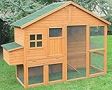 FINCA CASAREJO Gran Gallinero Colorado - Gallinero de Madera para 6-9 Gallinas - Incluye almacén, ponedero y Parque - Gallinero prefabricado Espacioso - 96 x 268 x 195 cm
