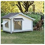 TYX Casetas Perros Exterior 128 × 95 × 90Cm, Caseta Madera Perros Caseta Perro Casa Mascotas, para Animales Pequeños Medianos Grandes Impermeable,128×95×90cm