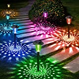 8 Piezas Luces Solares LED Exterior Jardin, BUCASA Luz Solar Exterior con Colores LED y Luz Blanca Cálida, Impermeable Auto on/off Farolas Solares Exterior para el Césped, Terraza, Patio, Regalos