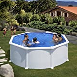 Gre KITPR358 Atlantis - Piscina Elevada Redonda, Aspecto Acero Blanco, 350 x 132 cm