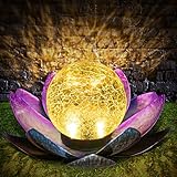 Herefun Decorativas de Loto Solar, Lámpara de Loto LED con 4 cuentas de Lámpara, Lámpara de Exterior para Jardín, Lluminación Decorativa para Piscina, Lámpara Solar LED para Jardín, Césped, Acera