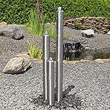 Fuente de Columna de Acero Inoxidable CLGarden ESB1 con 3 columnas en la Altura de 100 cm Fuente de jardín Fuente de Agua Fuente de área Exterior Cepillado con iluminación LED