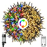 Luces Arbol Navidad Exterior - 40m 400LED Luces Navidad IP44 Impermeable Guirnaldas luminosas 11 Modos Cadena Luces Interior Decoracion para Jardín Terraza Porche Casa Fiestas Blanco Cálido Multicolor